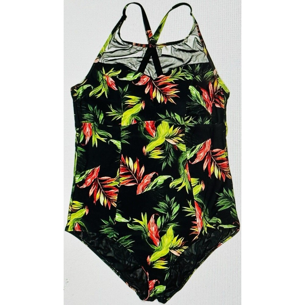 Torrid Tropical One Piece With High-Neck Mesh Cutout Swimsuit SIZE 1X